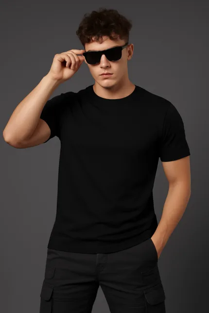 Men’s Premium Plain Black T-Shirt | Regular Fit Soft Cotton Tee | Everyday Essential Casual Wear