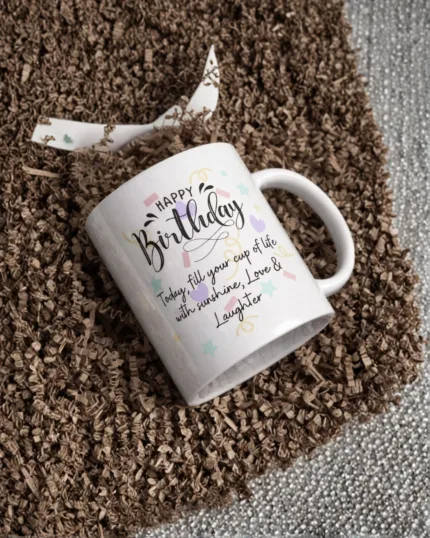 Happy Birthday Ceramic Coffee Mug | Inspirational Birthday Quote Mug | 11 oz Premium White Tea Cup | Birthday Gift for Friends, Family & Coworkers